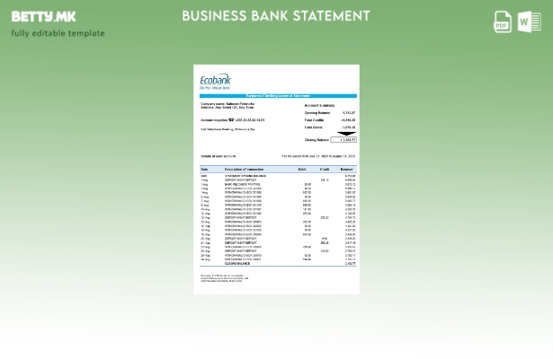 Модерен стил Организацијата на Чад Екобанка која го проверува изводот на сметкат